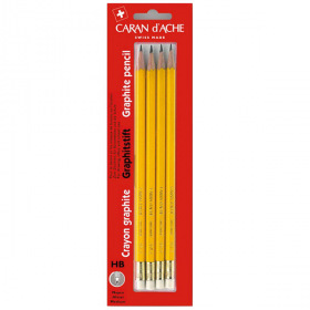 Набор простых карандашей с резинкой Caran d'Ache Graphite HB (4 шт)