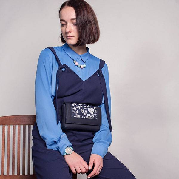 Поясная сумка из экокожи Ornament Синяя с принтом