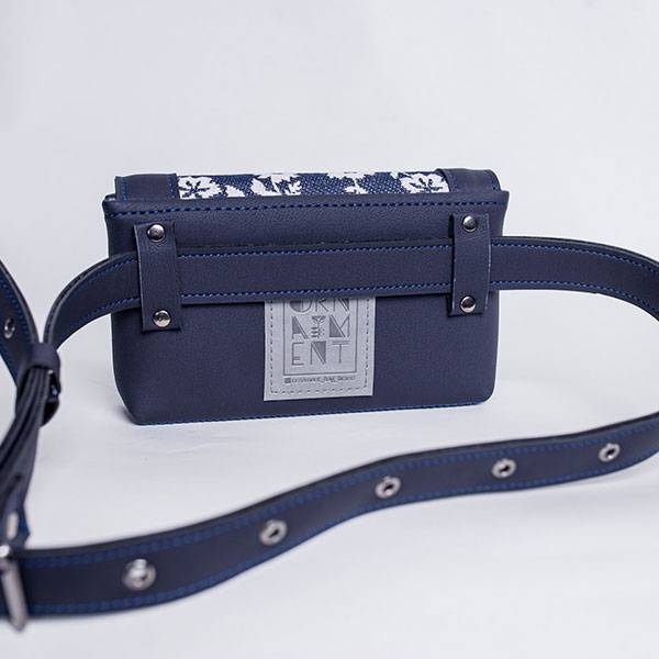 Поясная сумка из экокожи Ornament Синяя с принтом