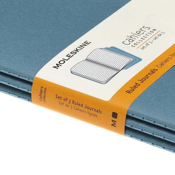 Середній Блокнот Moleskine Cahier (3 шт) Лінія Живий Блакитний