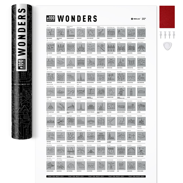 Скретч постер 100 Bucketlist Wonders