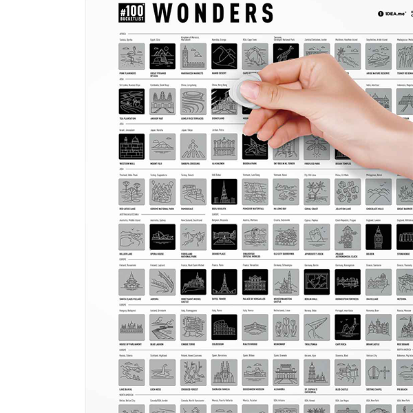 Скретч постер 100 Bucketlist Wonders