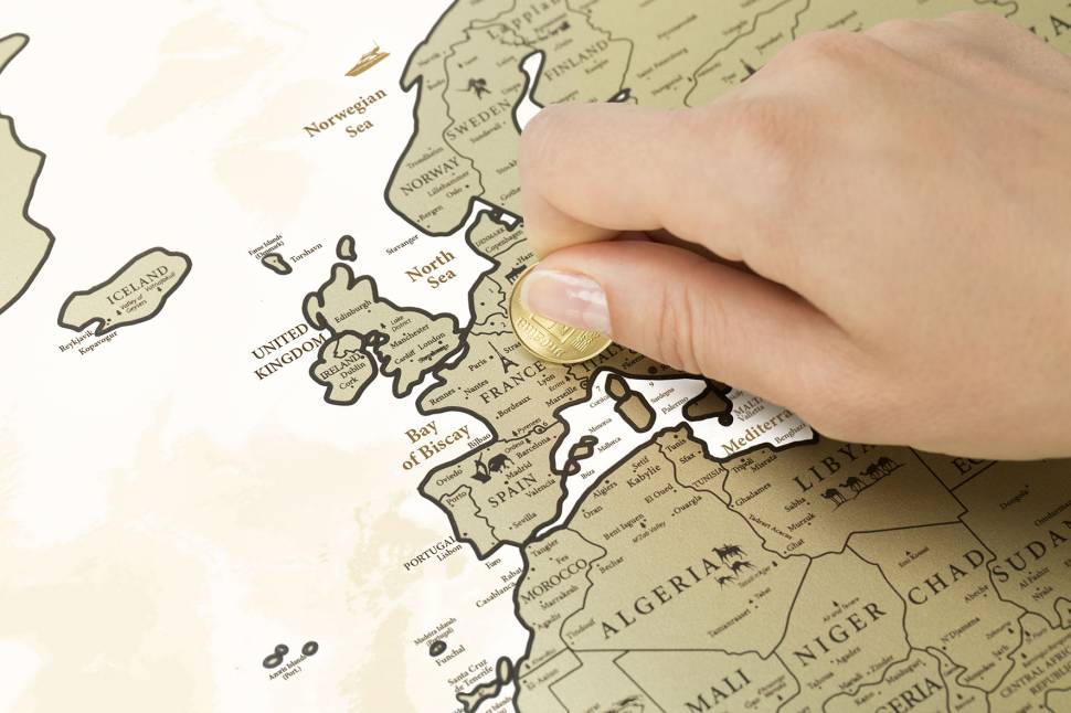 Скретч-карта мира на английском Discovery Map World Gold