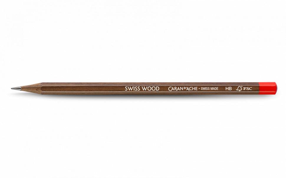 Набор простых карандашей HB Caran d'Ache Swiss Wood (2 карандаша + точилка + ластик)
