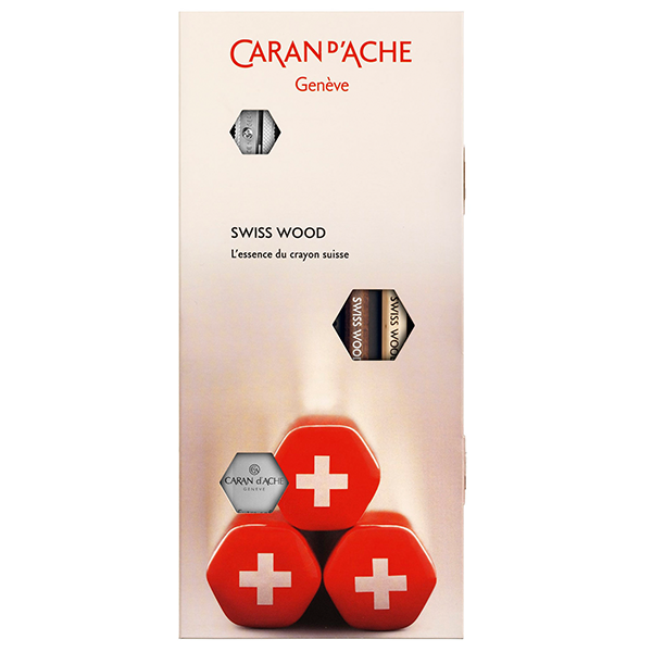Набор простых карандашей HB Caran d'Ache Swiss Wood (2 карандаша + точилка + ластик)