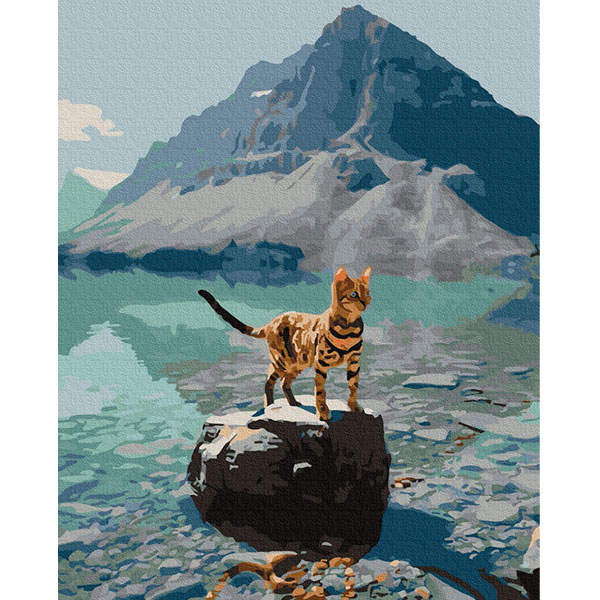 Картина по номерам Кот оцелот в горах 40x50 см