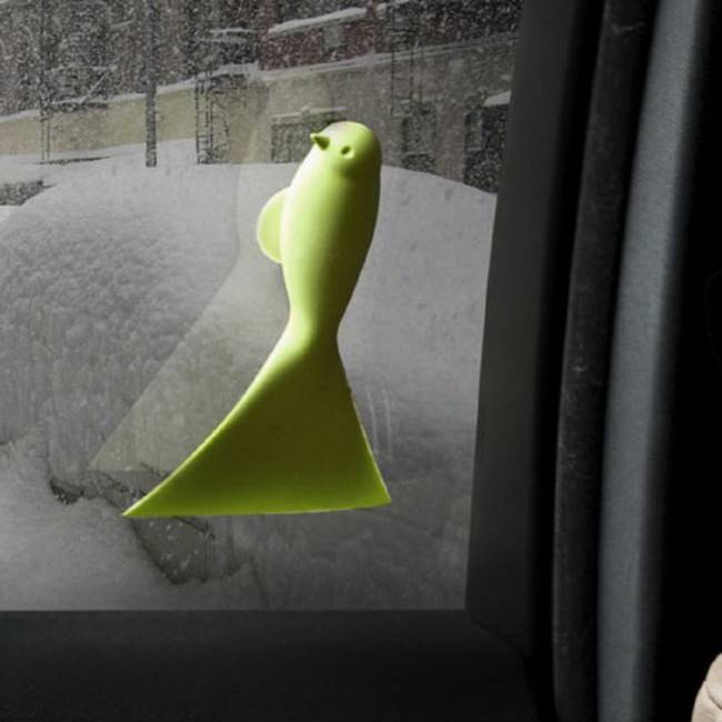 Скребок для стёкол и зеркал Qualy Воробей Черный