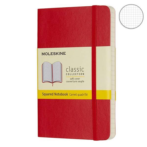 Кишеньковий блокнот Moleskine Classic М&#39;яка обкладинка Червоний Клітка