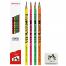Набір простих олівців HB Caran d'Ache Grafik Fluo (4 шт + ластик)
