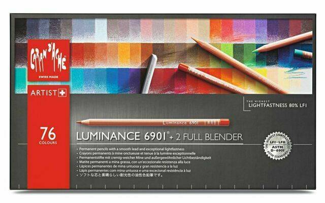 Набор Перманентных Карандашей Caran d'Ache Luminance 6901 Картонный бокс 76 цветов+ 2 блендера