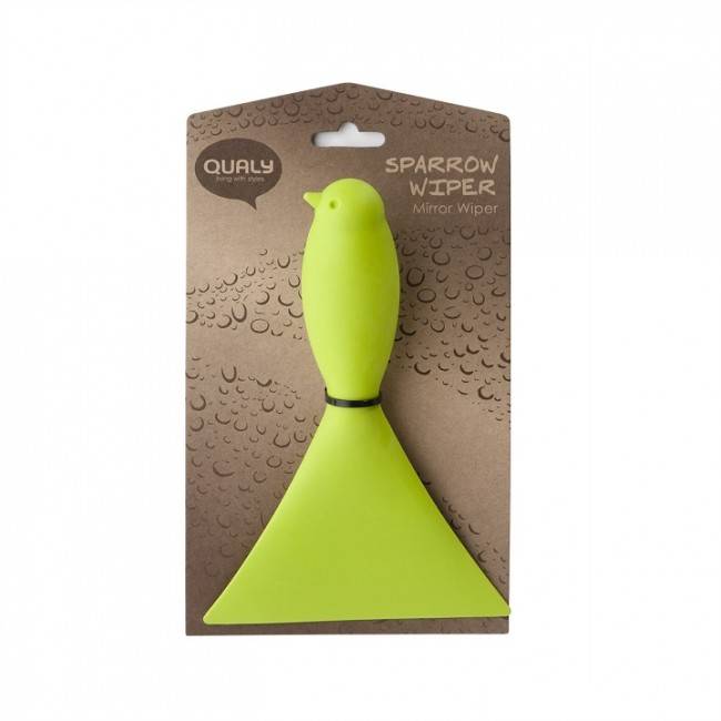 Скребок для скла та дзеркал Qualy Воробей Зелений