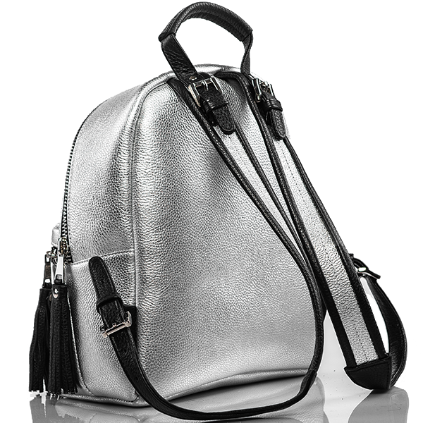 Рюкзак кожаный S Yana Belyaeva Серебро