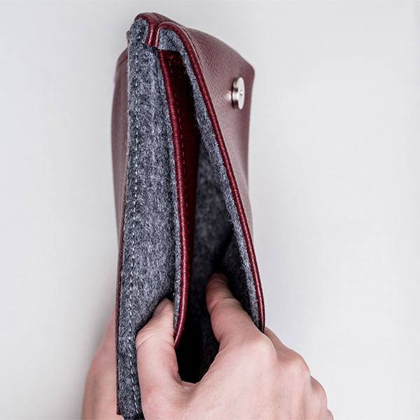 Поясна сумка з екокожі Ornament Бордова з принтом