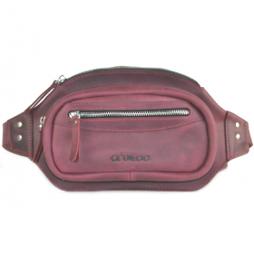 Кожаная сумка на пояс AV2 Красная (D101)