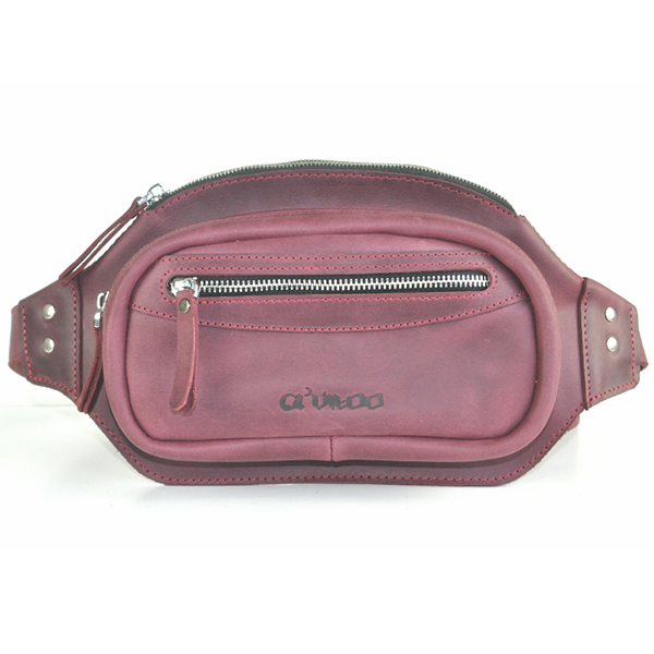 Кожаная сумка на пояс AV2 Красная (D101)