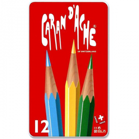 Набір акварельних олівців Caran d&#39;Ache Red Line 12 кольорів + металевий бокс