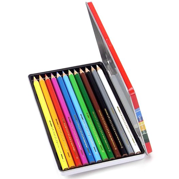 Набор акварельных карандашей Caran d'Ache Red Line 12 цветов + металлический бокс