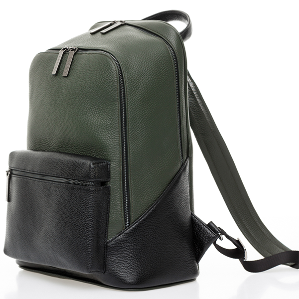 Рюкзак кожаный Yana Belyaeva Хаки+черный