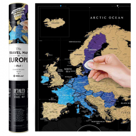 Скретч-карта Європи англійською Travel Map Black