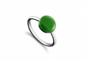 Кольцо из серебра PJ Круг Зеленое