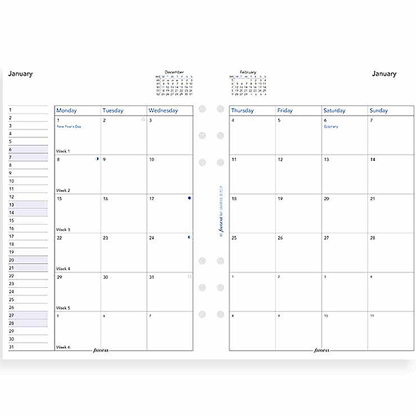 Бланки Обзор месяца Filofax A5 White на 2019 год (англ) (68510)