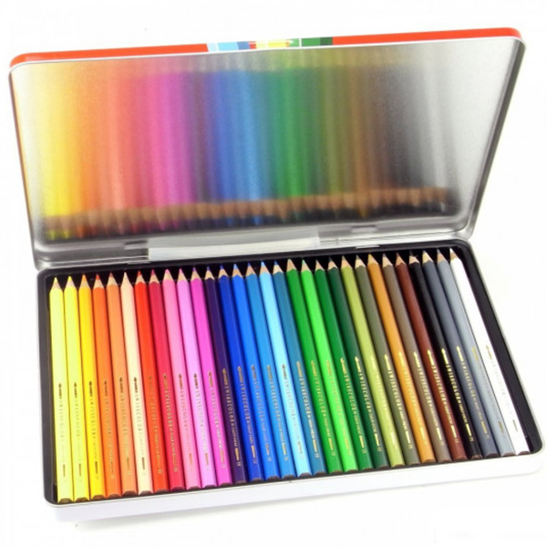 Набор Акварельных Карандашей Caran d'Ache Red Line 30 Цветов в Металлическом боксе