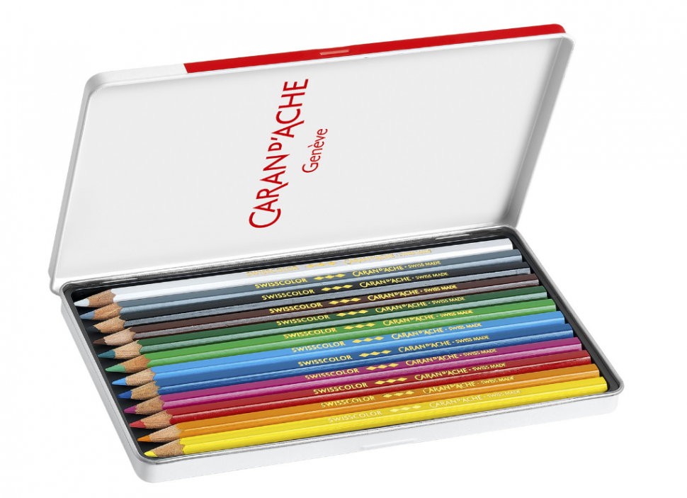 Набір водостійких Олівців Caran d'Ache Swisscolor Металевий бокс 12 кольорів