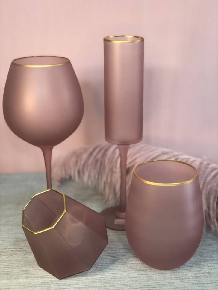 Набор бокалов (4 шт) для шампанского Леди Пинк 250 мл