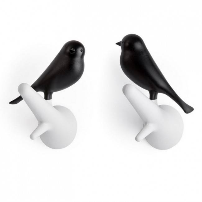 Крючки настенные Qualy Hook Sparrow Чёрный/Белый