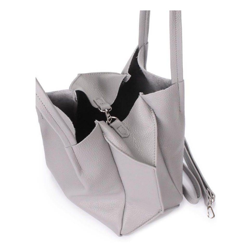 Шкіряна жіноча сумка з ременем Poolparty Soho RMX Grey
