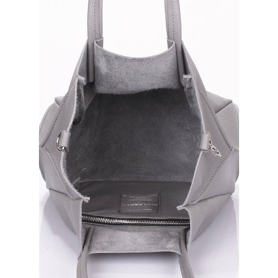 Шкіряна жіноча сумка з ременем Poolparty Soho RMX Grey