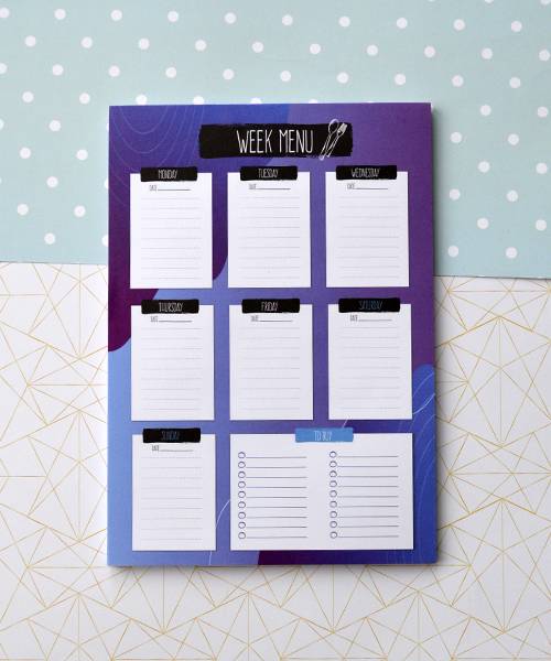 Магнітний Планер Меню на Тиждень Чорний