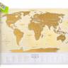 Скретч-карта мира на русском Gold Travel Map