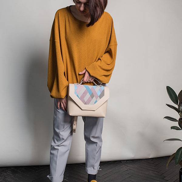 Сумка через плечо из экокожи Ornament Молочная