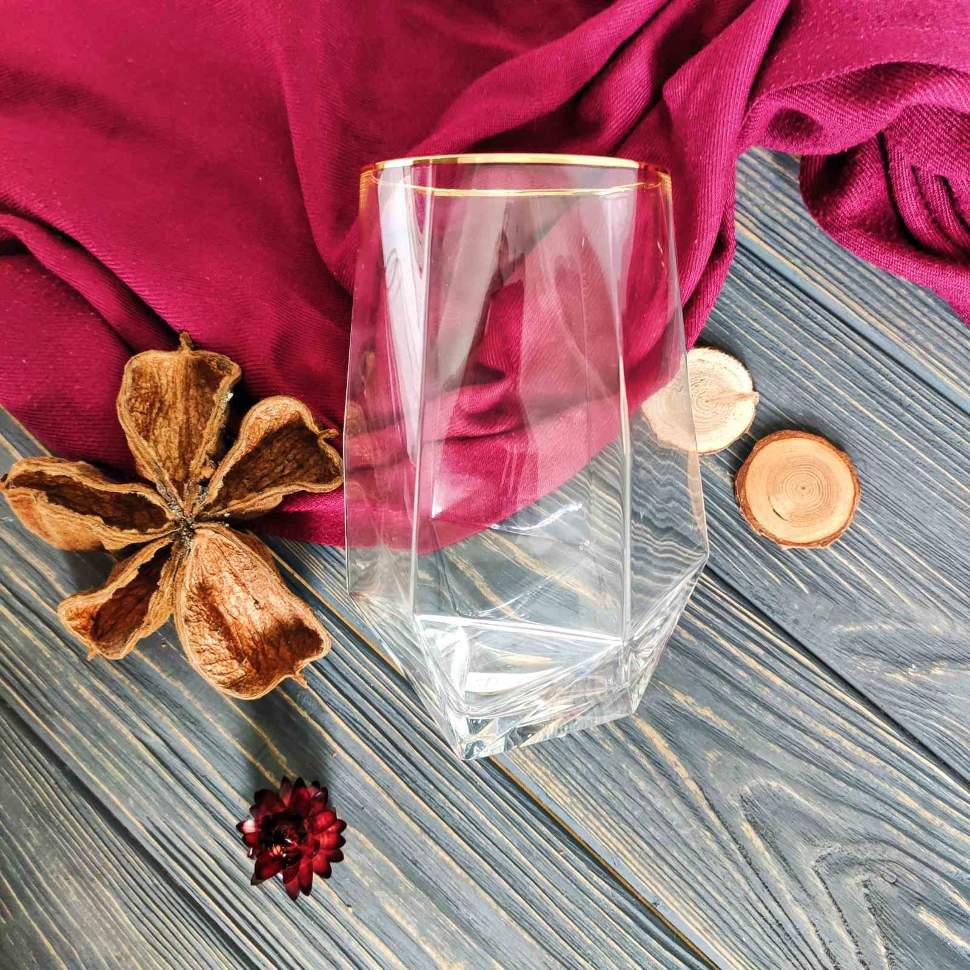 Стакан Діамант прозорий з позолотою 750 мл