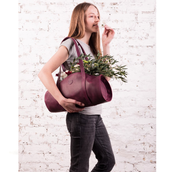 Шкіряна жіноча сумка-тубус AV2 Червона (B313)