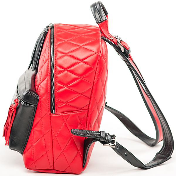 Рюкзак кожаный стеганый S Yana Belyaeva Красный+черный