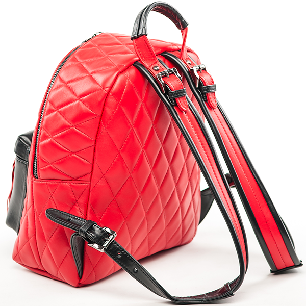 Рюкзак кожаный стеганый S Yana Belyaeva Красный+черный