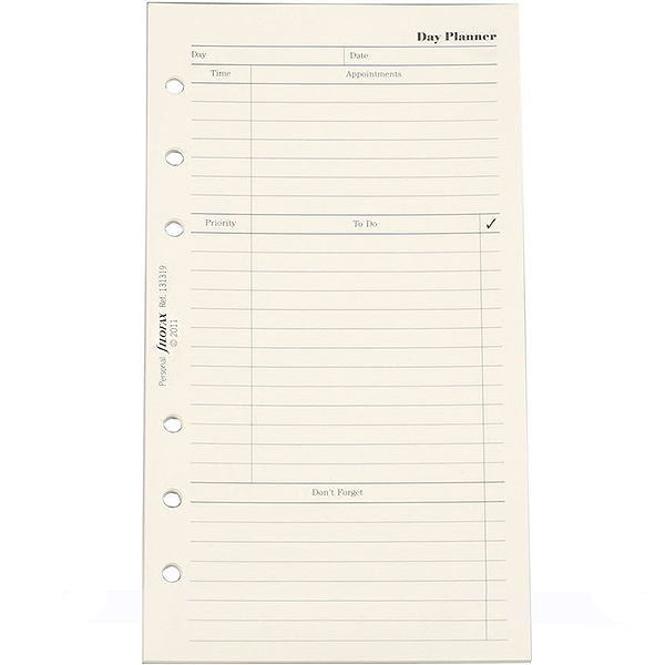 Бланки План на день Filofax Personal White (131319)
