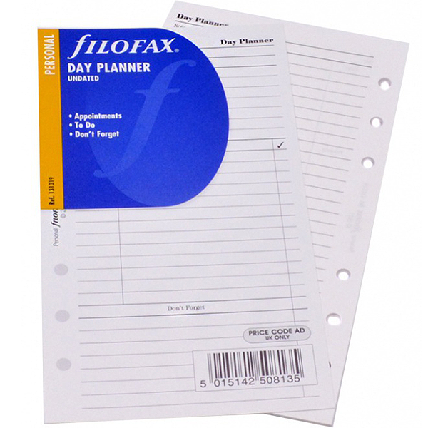 Бланки План на день Filofax Personal White (131319)