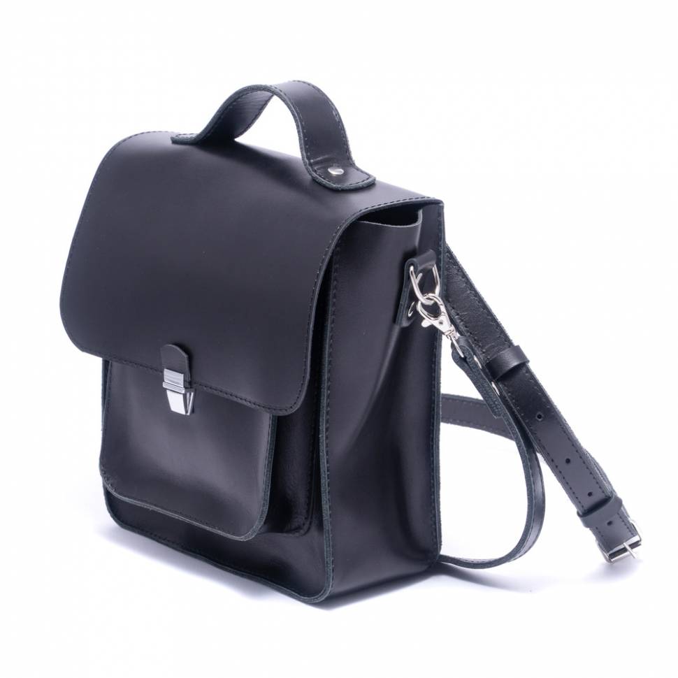 Кожаная сумка Эмануэль Dekey Черная Глянец