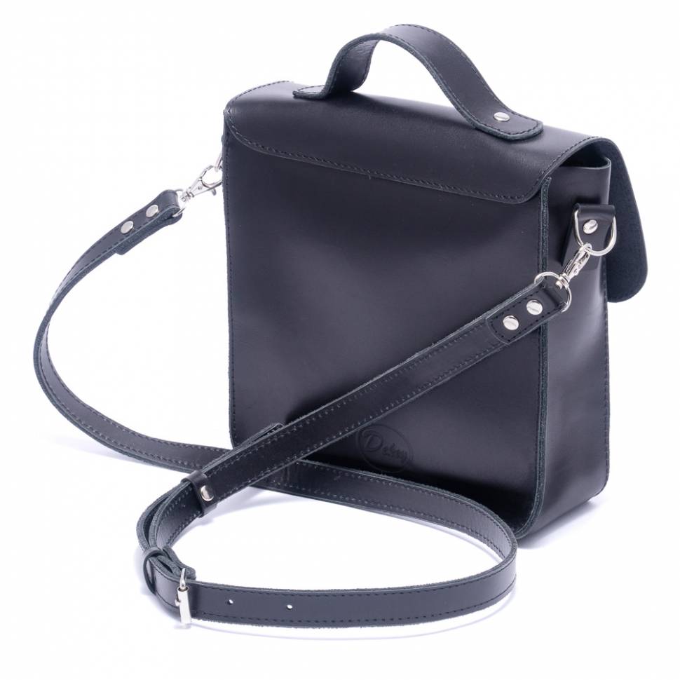 Кожаная сумка Эмануэль Dekey Черная Глянец
