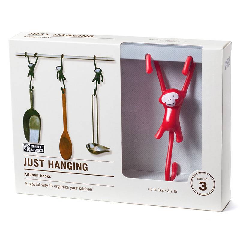 Крючки для кухни Monkey Business Just Hanging Красные