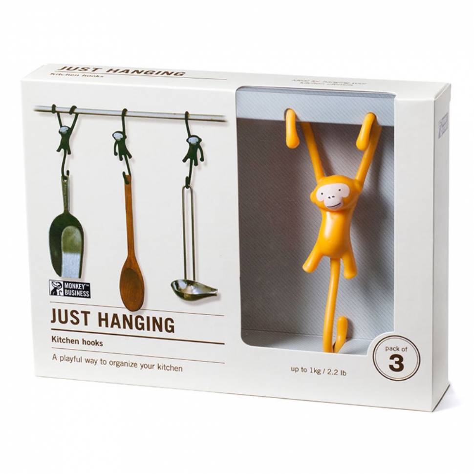 Крючки для кухни Monkey Business Just Hanging Желтые