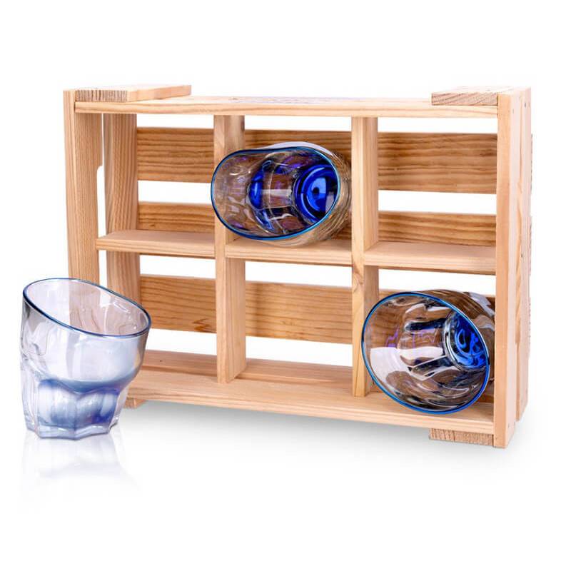 Набор Пьяных Стаканов для виски Синие (6 шт + ящик)