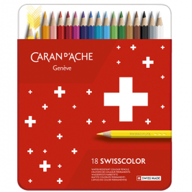 Набор Водостойких Карандашей Caran d'Ache Swisscolor Металлический бокс 18 цветов
