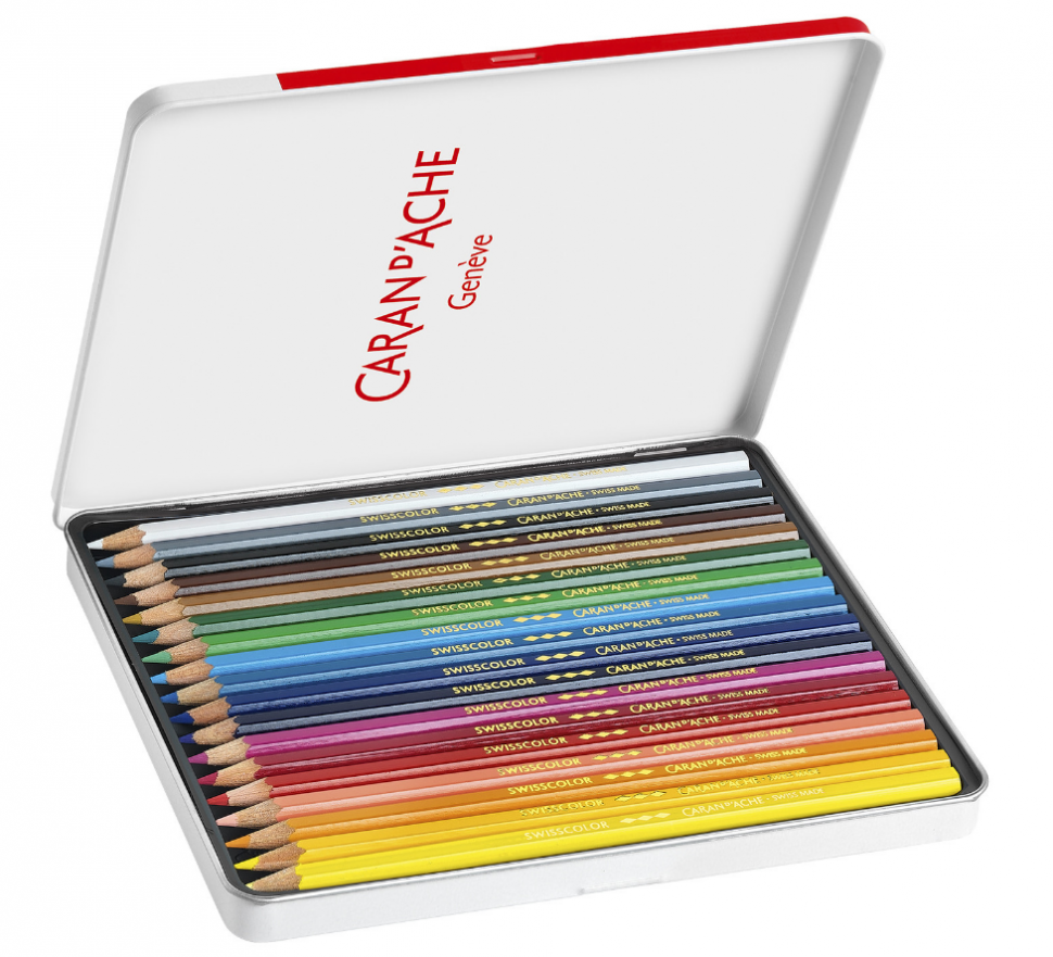 Набір Водостійких Олівців Caran d'Ache Swisscolor Металевий бокс 18 кольорів
