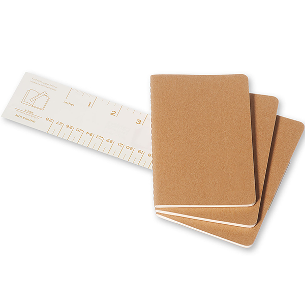 Карманная тетрадь (3 шт) Moleskine Cahier бежевая Клетка