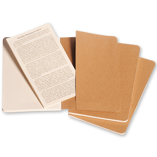 Карманная тетрадь (3 шт) Moleskine Cahier бежевая Клетка