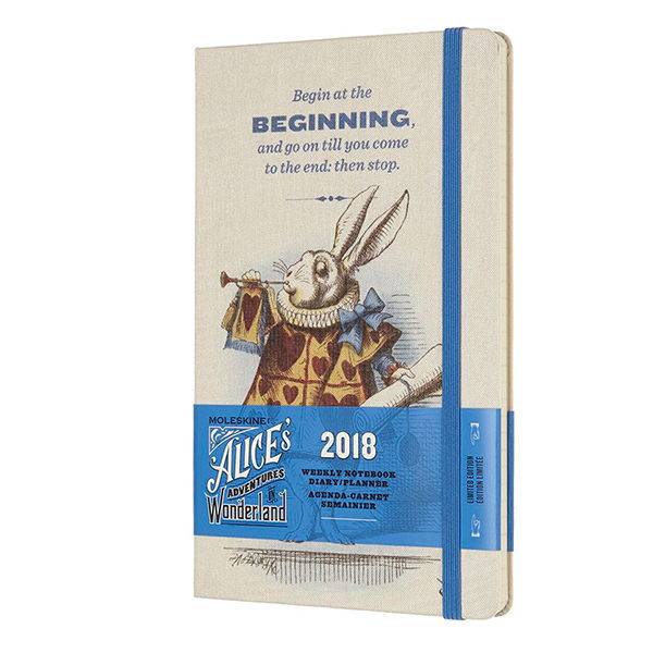 Средний еженедельник Alice's Adventures in Wonderland на 2018 год твердый Белый